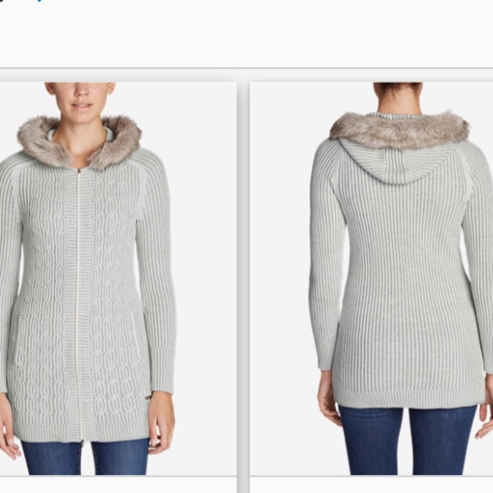Eddie Bauer | Zip-up Sweater with faux fur hood